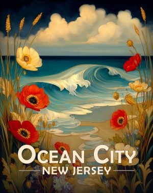 Ocean City, New Jersey  Souvenir Art Print - Fine Night by the Seashore