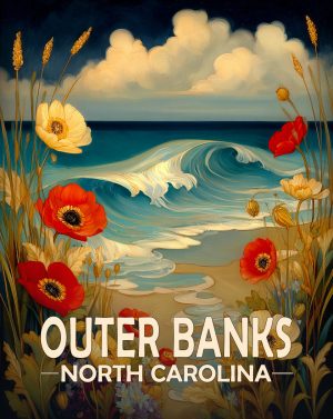Outer Banks, North Carolina  Souvenir Art Print - Fine Night by the Seashore
