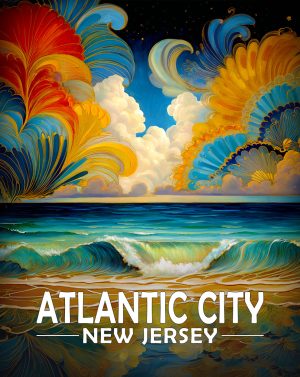 Atlantic City, New Jersey  Souvenir Art Print - Magical Night by the Seashore