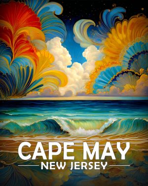 Cape May, New Jersey  Souvenir Art Print - Magical Night by the Seashore