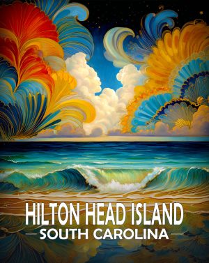 Hilton Head Island, South Carolina  Souvenir Art Print - Magical Night by the Seashore