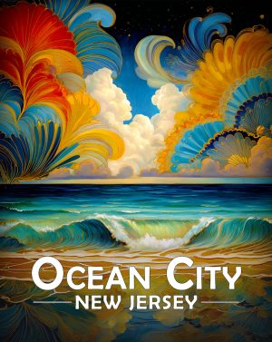 Ocean City, New Jersey  Souvenir Art Print - Magical Night by the Seashore