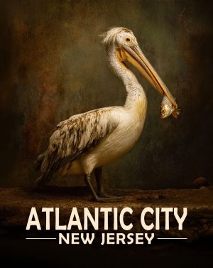Atlantic City, New Jersey  Souvenir Art Print - Pellican with Fish