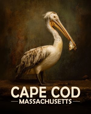Cape Cod, Massachusetts  Souvenir Art Print - Pellican with Fish