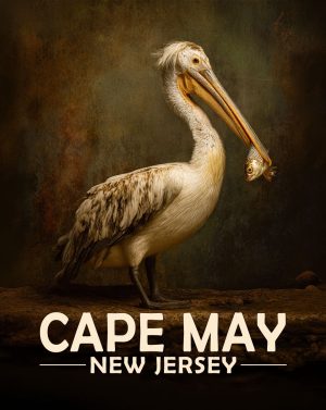 Cape May, New Jersey  Souvenir Art Print - Pellican with Fish