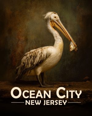 Ocean City, New Jersey  Souvenir Art Print - Pellican with Fish