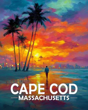Cape Cod, Massachusetts  Souvenir Art Print - Quiet Walk on the Beach at Sunset