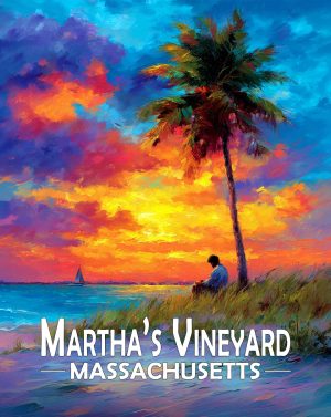 Martha's Vinyard, Massachusetts  Souvenir Art Print - Nice Read on the Beach at Sunset