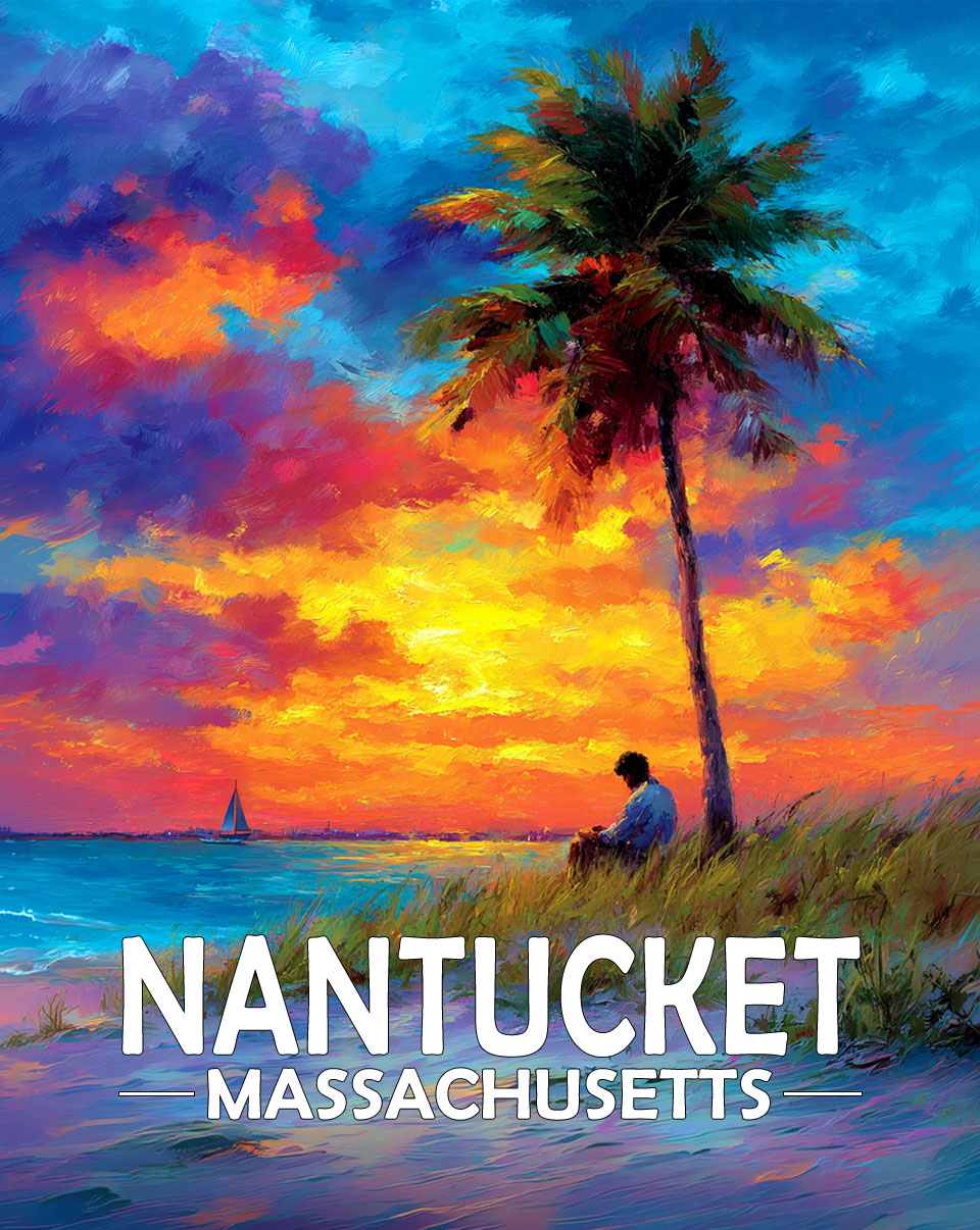 Nantucket, Massachusetts  Souvenir Art Print - Nice Read on the Beach at Sunset