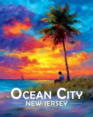 Ocean City, New Jersey  Souvenir Art Print - Nice Read on the Beach at Sunset