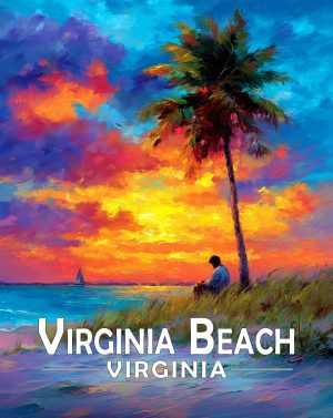 Virginia Beach, Virginia  Souvenir Art Print - Nice Read on the Beach at Sunset