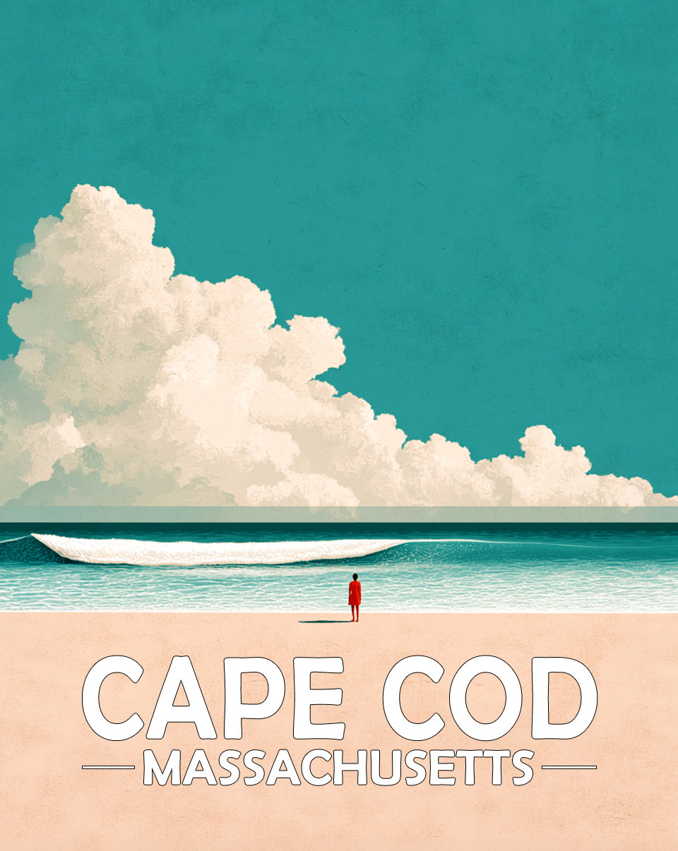 Cape Cod, Massachusetts  Souvenir Art Print - Mowning Walk on the Beach at Sunset