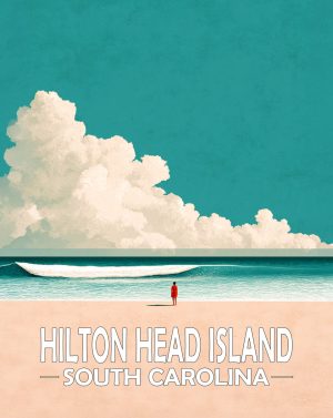 Hilton Head Island, South Carolina  Souvenir Art Print - Mowning Walk on the Beach at Sunset