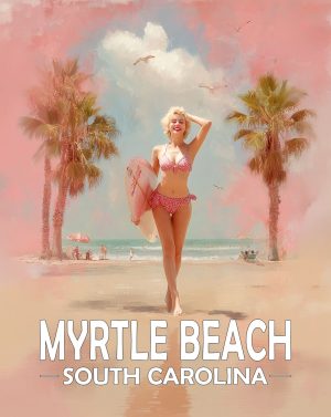 Myrtle Beach, South Carolina  Souvenir Art Print - Sexy Surfer