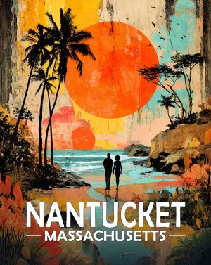 Nantucket, Massachusetts  Souvenir Art Print - Quiet Walk on the Beach at Sunset