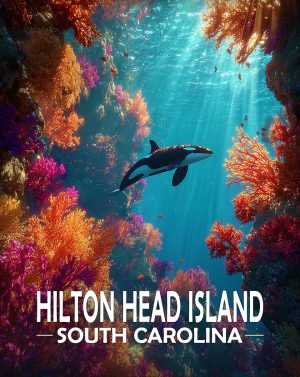 Hilton Head Island, South Carolina  Souvenir Art Print - Orca In Ocean