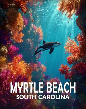 Myrtle Beach, South Carolina  Souvenir Art Print - Orca In Ocean