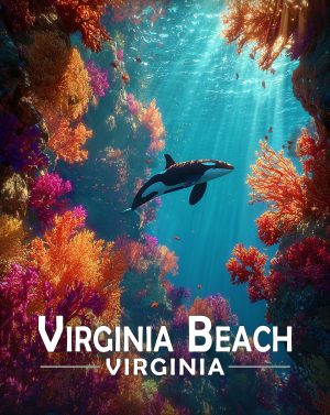 Virginia Beach, Virginia  Souvenir Art Print - Orca In Ocean