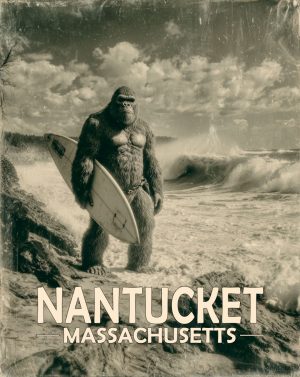 Nantucket, Massachusetts  Souvenir Art Print - Bigfoot Surfer Dude
