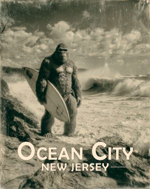 Ocean City, New Jersey  Souvenir Art Print - Bigfoot Surfer Dude