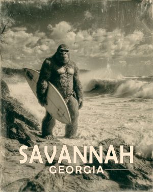 Savannah, Georgia  Souvenir Art Print - Bigfoot Surfer Dude