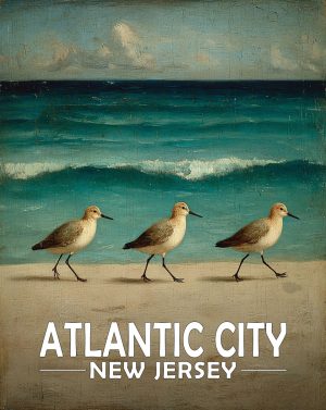 Atlantic City, New Jersey  Souvenir Art Print - Vintage Sandpipers