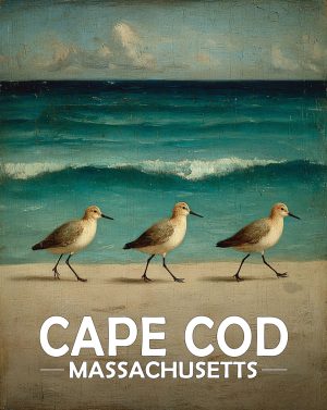 Cape Cod, Massachusetts  Souvenir Art Print - Vintage Sandpipers