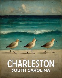 Charleston, Noth Carolina  Souvenir Art Print - Vintage Sandpipers
