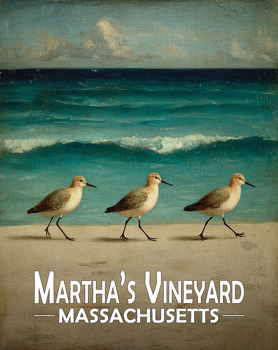Martha's Vinyard, Massachusetts  Souvenir Art Print - Vintage Sandpipers