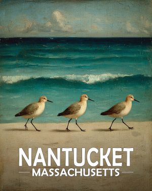 Nantucket, Massachusetts  Souvenir Art Print - Vintage Sandpipers