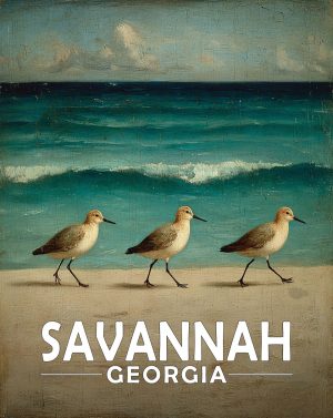 Savannah, Georgia  Souvenir Art Print - Vintage Sandpipers