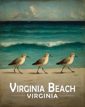 Virginia Beach, Virginia  Souvenir Art Print - Vintage Sandpipers