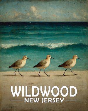 Wildwood, New Jersey  Souvenir Art Print - Vintage Sandpipers
