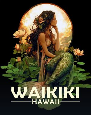Waikiki, Hawaii  Souvenir Art Print - Midnight Mermaid