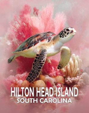 Hilton Head Island, South Carolina  Souvenir Art Print - Curious Sea Turtle