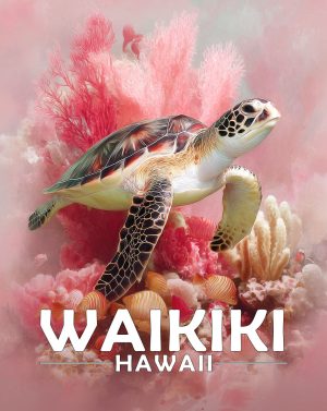 Waikiki, Hawaii  Souvenir Art Print - Curious Sea Turtle