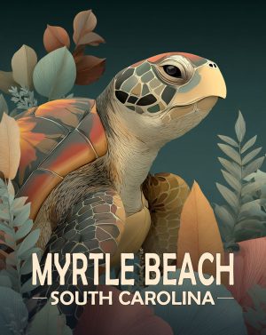 Myrtle Beach, South Carolina  Souvenir Art Print - Antique Vintage Style Sea Turtle