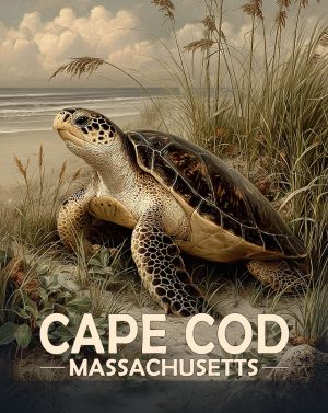 Cape Cod, Massachusetts  Souvenir Art Print - Colorful Sea Turtle