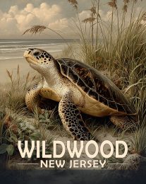 Wildwood, New Jersey  Souvenir Art Print - Colorful Sea Turtle