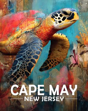 Cape May, New Jersey  Souvenir Art Print - Full Moon Rising on the Coast