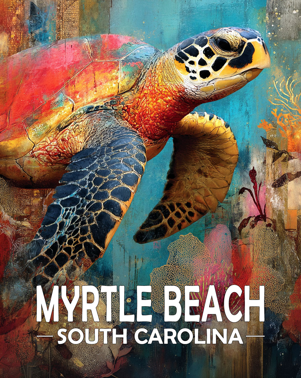 Myrtle Beach, South Carolina Souvenir Art Print - Full Moon Rising on the Coast