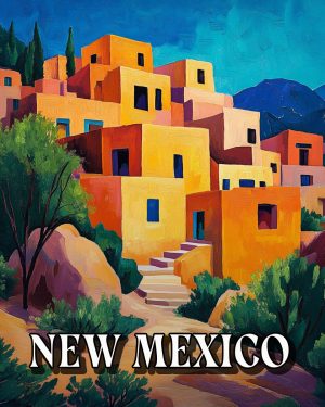 Colorful Pueblo -  New Mexico Souvenir Art Print