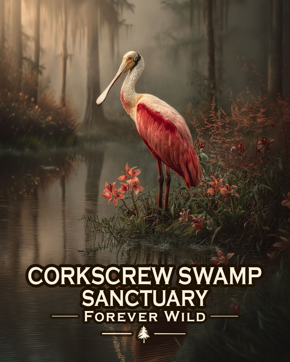 Corkscrew Swamp Sanctuary, Florida - Forever Wild - Souvenir Roseate Spoonbill Art Print