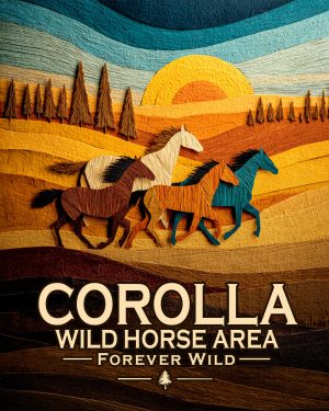 Corolla Wild Horse Area North Carolina - Forever Wild Horse Scene Souvenir Art Print