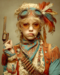 Bohemian Cowgirl Pistolera - Vintage Cowgirl Art Print