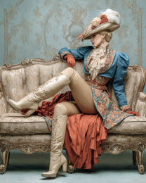 Relaxing on a Chaise Lounge - Vintage Cowgirl Art Print