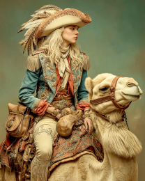 Casey on a Camel - Vintage Style Cowgirl Art Print