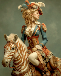 Victoria on a Zebra - Vintage Style Cowgirl Art Print