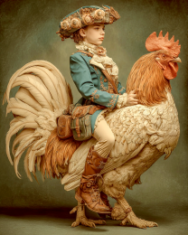 Martha On Her Rooster - Vintage Style Cowgirl Art Print