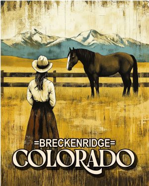 Cowgirl and Her Horse - Breckenridge, Colorado Souvenir Art Print